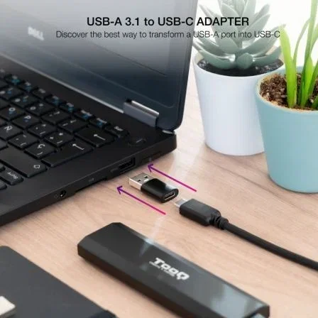 NANO CABLE Adaptador USB-A Macho a USB-C Hembra Negro 3.1 NANO CABLE Adaptador USB-A Macho a USB-C Hembra Negro 3.1